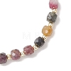 Cube Natural Gemstone & Electroplate Non-magnetic Synthetic Hematite Beaded Stretch Bracelets for Women BJEW-JB13355-5
