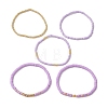 5Pcs 5 Styles Handmade Polymer Clay & Glass Stretch Bracelets BJEW-JB10971-02-1