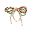 Christmas Glass Seed Beaded Bowknot Pendants PALLOY-MZ01059-1