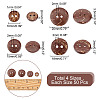 200Pcs 4 Style 2-Hole Flat Round Coconut Buttons BUTT-AR0001-03-2