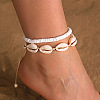 Bohemian Style Natural Cowrie Shell Beaded Polymer Clay Heishi Beaded Double Layer Anklets for Women FS-WGDE278-02-2
