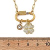 Brass Micro Pave Clear Cubic Zirconia Four Leaf Clover Pendant 304 Stainless Steel Paperclip Chain Necklaces with Screw Clasps NJEW-JN06498-4