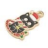 Christmas Kitty Alloy Enamel Pendants ENAM-I060-02D-2