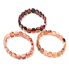 Dyed & Heated Natural Banded Agate Faceted Beaded Stretch Bracelets for Women BJEW-K251-07I-4