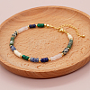 Natural & Synthetic Mixed Stone Heishi Beaded Bracelets with 304 Stainless Steel End Chains for Women YZ9262-3