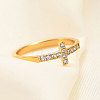 Cross Stainless Steel Micro Pave Clear Cubic Zirconia Finger Rings for Women FS-WG88B59-06-2