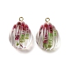 Inner Dried Flower Transparent Resin Pendants RESI-A043-06B-1