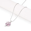 Brass Cubic Zirconia Clover Pendant 304 Stainless Steel 
Chain Necklaces NJEW-T018-03P-1