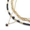 3Pcs 3 Style Natural Obsidian & Synthetic Hematite Beaded Necklaces Set NJEW-JN04033-2