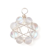 Frosted Dyed Synthetic Moonstone Round Beaded Pendants PALLOY-JF03469-01-1