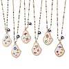 Printed Alloy Enamel Pear & Brass Enamel Evil Eye Pendant 304 Stainless Steel Enamel Dapped Chain Necklaces for Women NJEW-JN06361-2