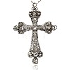 Antique Silver Alloy Rhinestone Cross Big Pendants RB-J109-01AS-1