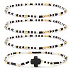 4Pcs Bohemian Summer Cross & Glass Seed Bead Beaded Stretch Bracelet Sets BE5944-7-1