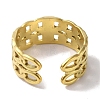 PVD Vacuum Plating 201 Stainless Steel Double Curb Chain Open Cuff Rings for Women RJEW-C092-02G-3