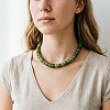 Alloy Resin Rondelle Beaded Necklaces for Women WG2A417-03-2