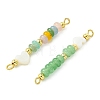Heart Natural Shell & Dyed Natural White Jade Rondelle Beaded Links Connector Charms PALLOY-JF05415-2