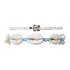 2Pcs 2 Style Glass Seed & Alloy Turtle Beaded Stretch Bracelets Set BJEW-JB09707-1