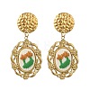 304 Stainless Steel & Cloth Embroidery Stud Dangle Earrings EJEW-JE07297-3