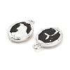 Rack Plating Alloy Black Enamel Pendants PALLOY-Q005-11P-2