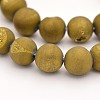 Electroplate Natural Agate Round Beads Strands G-M211-10mm-06-1
