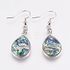 Natural Abalone Shell/Paua Shell Dangle Earrings EJEW-F158-A02-1