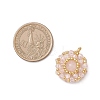 Natural Rose Quartz & Glass Seed Beaded Flat Round Pendants PALLOY-MZ00950-01-2