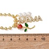 Mother's Day Brass Micro Pave Clear Cubic Zirconia Enamel Red Rose Flower Mama Pendant Necklaces for Women NJEW-A071-02G-5