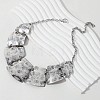 Vintage Boho Alloy & Iron Textured Trapezoid Bib Necklaces for Women WG7697B-01-2