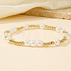 Bohemian Style Brass & Imitation Pearl Stretch Bracelets for Women YM3470-1