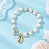 Electroplate  Shell Pearl & Non-magnetic Synthetic Hematite Beaded Bracelets for Women BJEW-JB12891-1