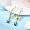 Natural Amber & Abalone Shell/Paua Shell Beads Dangle Earrings EJEW-JE07315-01-1