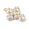 Natural Howlite Round Beads & Glass Seed Beaded Cross Pendants PALLOY-MZ01151-03-3