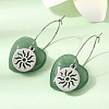 Natural Green Aventurine & 304 Stainless Steel Hoop Earrings for Women EJEW-G475-01P-06-1
