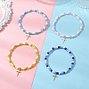 304 Stainless Steel Tiny Cross Charms Bracelets BJEW-JB13462-1