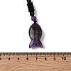Natural Amethyst Fish Pendant Black Nylon Cord Necklaces NJEW-G185-01C-5
