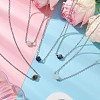 Natural Amethyst/Rose Quartz/Tiger Eye/Amazonite/Sodalite Faceted Round Pendant Necklaces NJEW-JN05133-01-1