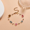 Natural Mixed Gemstone Nuggets & Glass Pearl Beaded Bracelet BJEW-JB09348-4