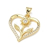 Valentine's Day Brass Micro Pave Clear Cubic Zirconia Pendants KK-A293-19A-G-2