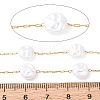 304 Stainless Steel & ABS Plastic Pearl Flat Round Bead Cable Chains CHS-G048-03G-2