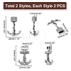 Unicraftale 4Pcs 2 Styles 304 Stainless Steel Anchor Hook Clasps STAS-UN0047-10-3