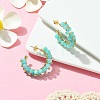 Natural Amazonite Round Beaded Ring Stud Earrings EJEW-JE05430-02-3