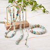 4 Strands 4 Style Natural Frosted Flower Amazonite Round Beads G-TA0001-31-7