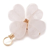 Natural Rose Quartz Clover Pendants PALLOY-JF03180-04-4