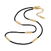 Ion Plating(IP) 304 Stainless Steel Round Beaded Nylon Cord Necklaces for Women NJEW-P320-15G-01-4