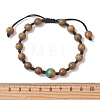 Wood & Natural Peacock Agate Beaded Adjustable Bracelets for Women Men BJEW-TA00733-4