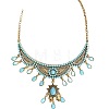 Ethnic Style Alloy Rhinestone & Synthesis Turquoise Earrings & Necklaces Sets for Women FS-WG42FFB-01-5