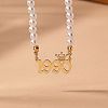 Alloy Crown Birth Year Pendant Imitation Pearl Round White Beaded Necklaces for Women FS-WG173C9-30-1