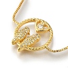 Rack Plating Brass Pave Clear Cubic Zirconia Box Chain Birds with Ring Link Slider Bracelets BJEW-H614-04G-2