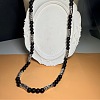 Vintage Frosted 8MM Natural Black Onyx(Dyed & Heated) Round Beaded Necklaces with Alloy Tube for Men QJ9371-4