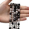 Natural Tourmalinated Quartz/Black Rutilated Quartz Beads Strands G-Z119-A15-03-3